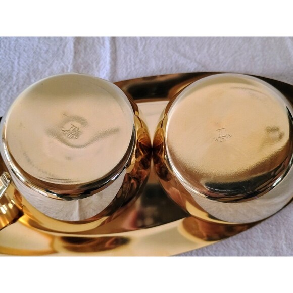 Lifetime Paul Revere Cream, Sugar & Tray Set 24 KT Gold Electroplate - Picture 3 of 8
